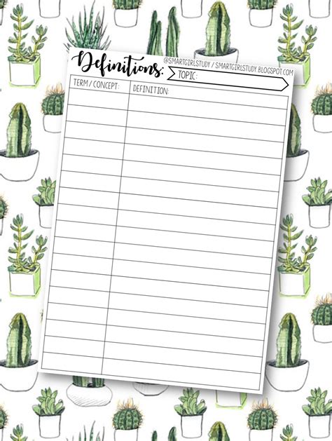 student printables templates   definitions