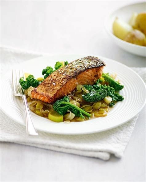 quick pan fried salmon with sweet and sour leeks recipe delicious