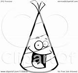 Party Hat Clipart Cartoon Smiling Character Happy Coloring Cory Thoman Outlined Vector sketch template