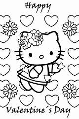 Coloring Kitty Hello Pages Valentines Happy Valentine Color Printable Sheets Beach Kids Cards Colouring Little Flower Hearts Christmas Girls Flowers sketch template