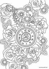 Steampunk Coloriage Mandala Adults Oiseaux Artherapie Patterns Vk sketch template