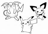 Pikachu Pichu Pokemon Raichu sketch template