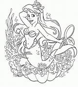 Coloring Mermaid Pages Printable Disney Little Color Kids Sheets Colouring Book Princess Ariel Adults Girls Adult Barbie Print Princesses Coloriage sketch template