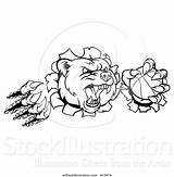 Paw Basketball Mascot Vicious Slashing Aggressive Bear Illustration Vector Through Wall Atstockillustration Buy sketch template