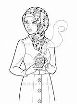 Muslim Hijabi Islamic Muslimah Hijab Boyama Seç sketch template