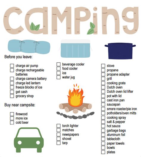 printable camping checklist francesco printable