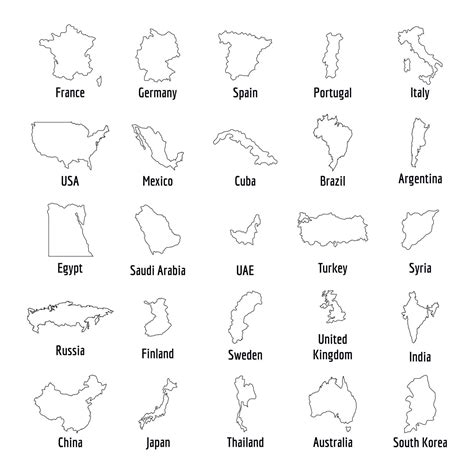 map country icon set outline style  vector art  vecteezy