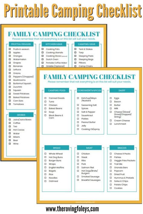 simple basic weekend camping checklist  adult  outdoor activity