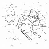 Neige Bonhomme Coloriages Skis sketch template