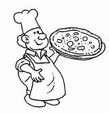 Coloring Pizza Chef Making Pages Children Small sketch template