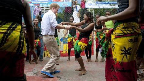 prince harry dances to reggae on official visit to jamaica bbc news