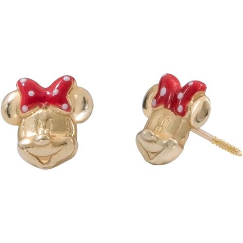 disney  gold minnie mouse bow stud earrings childrens earrings jewelry watches shop