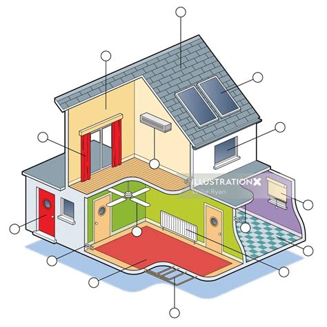 isometric eco house diagram illustration  willie ryan