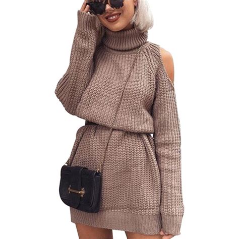 turtleneck knitted short dress women off shoulder fashion 2018 autumn