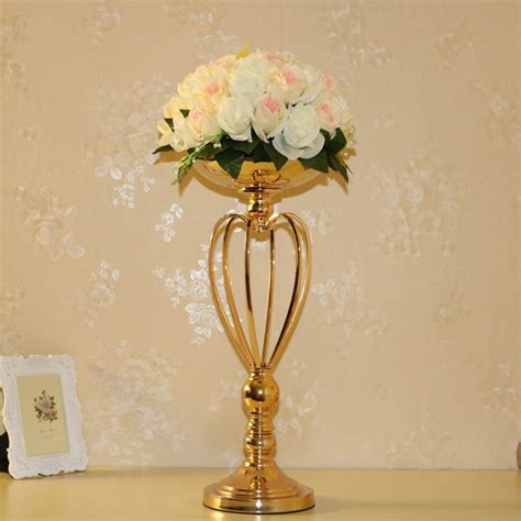 Luxury Wedding Gold Centerpiece Vases 50 Cm Tall Metal Flower Vase