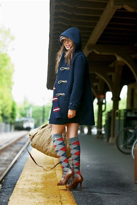 Toggle Coat And Argyle Knee Highs With Images Fashion Preppy Style