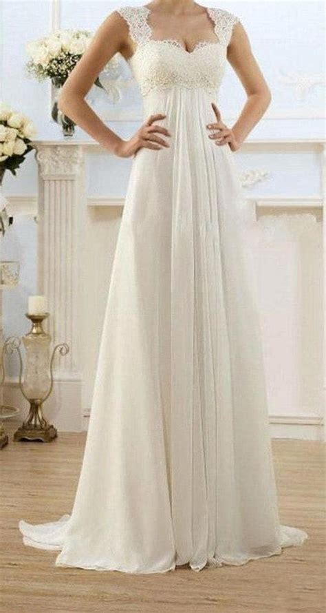 modest wedding gowns capped sleeves empire waist by