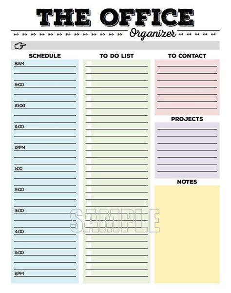 office organizer editable work planner office planner