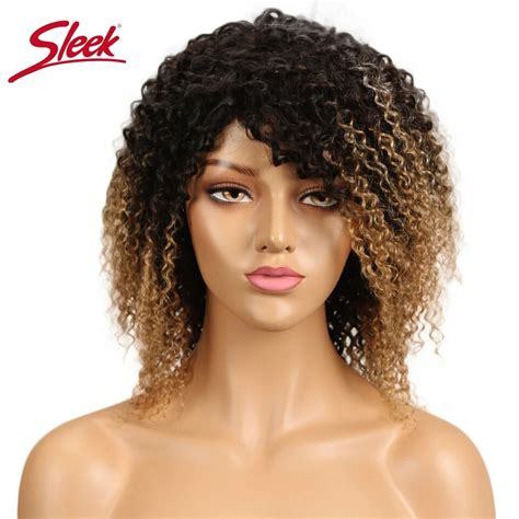 sleek curly human hair wig brazilian remy kinky curly wig human hair