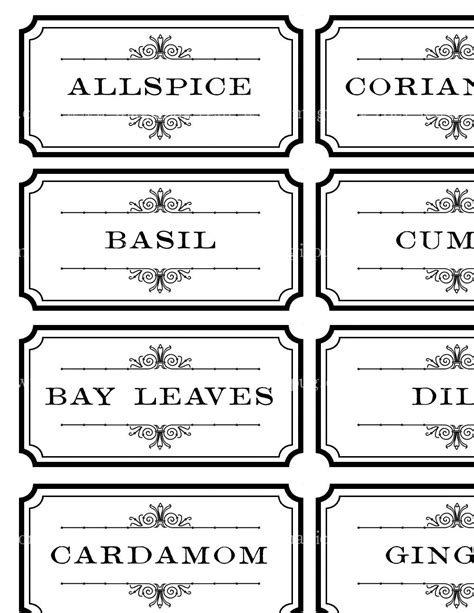 black  white spice  herb labels set digital collage etsy