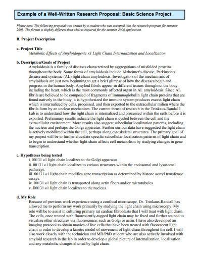 scientific research proposal templates   ms word