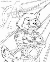 Rocket Raccoon Coloring Downloadable Endgame sketch template