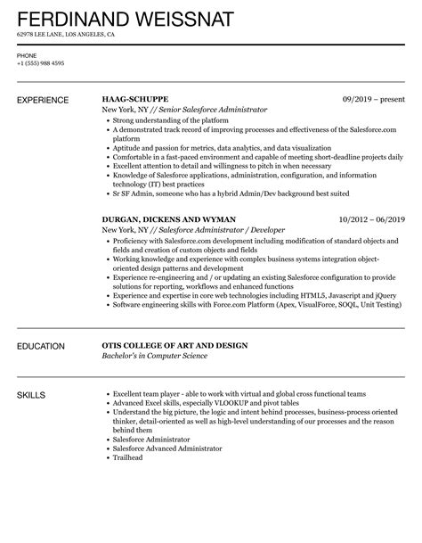 sample resume  salesforce admin salesforce cpq developer resume