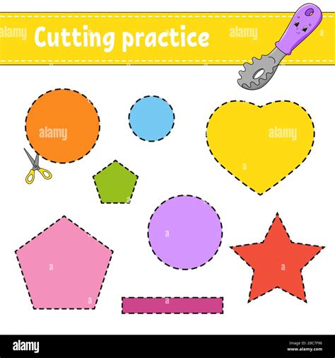 cutting practice  kids education developing worksheet activity