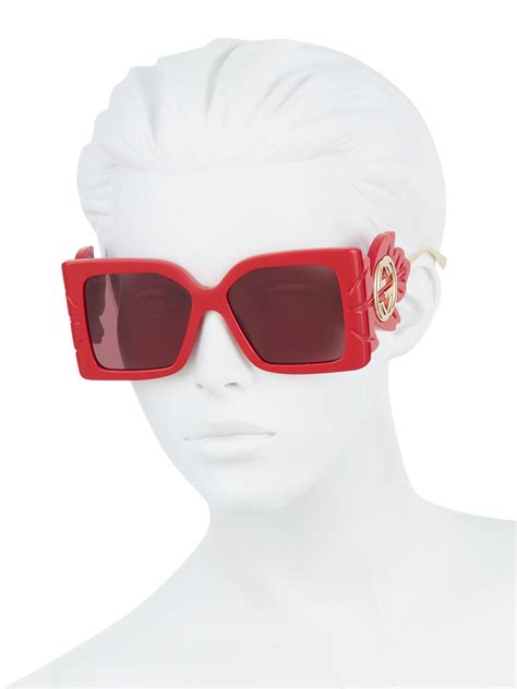 gucci women s gg0535s 005 square wing sunglasses red in red lyst