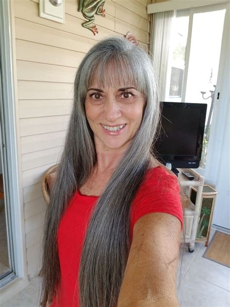 Mature Woman With Long Straight Gray Hair Long Silver Hair Long Gray