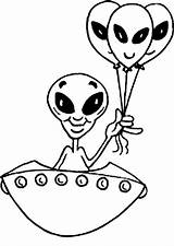 Alien Coloring Balloons Holds Three Netart Aliens sketch template
