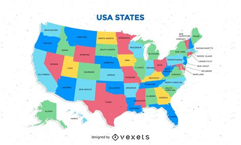 descarga vector de mapa colorido libre de estados unidos con el vector