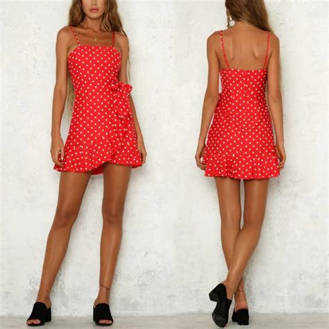 polka dots wrap slip red sun dresses fashion trendy shop