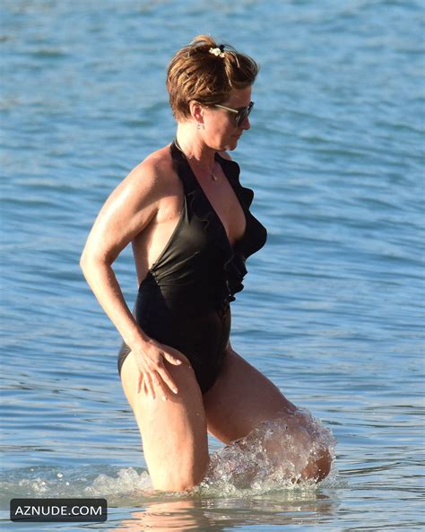 Emma Forbes Hot In A Black Swimsuit On The Beach In Barbados Aznude