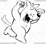 Outlined Attacking Wolf Clipart Cartoon Coloring Vector Thoman Cory Royalty sketch template