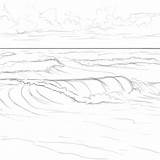 Waves Ocean Sketch Wave Drawing Water Crashing Coloring Simple Paintingvalley Template Photoshop sketch template