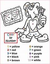Color Number Valentines Coloring Worksheets Worksheet Valentine Pages Numbers Kids Code Printable Activity Colour Activities Print Sheets English Easy Math sketch template