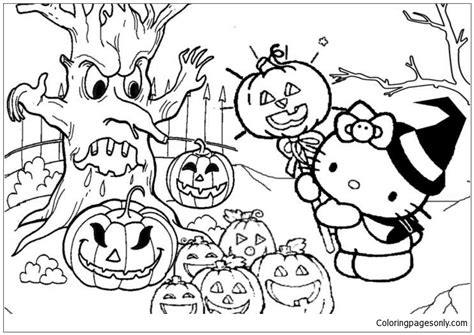 kitty  halloween festival coloring page  printable