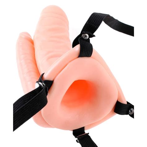 fetish fantasy double penetrator vibrating hollow strap on cream 6 sex toys at adult empire