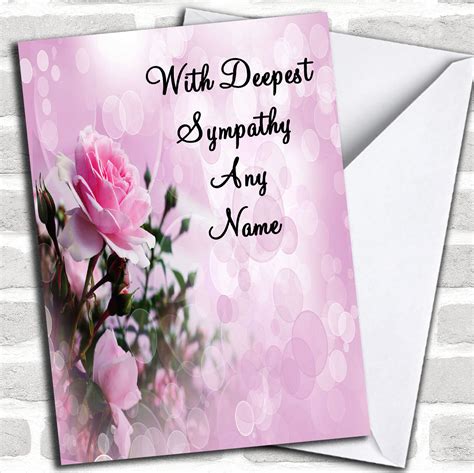 Pale Pretty Pink Rose Sympathy Sorry For Your Loss Customised Card Ebay