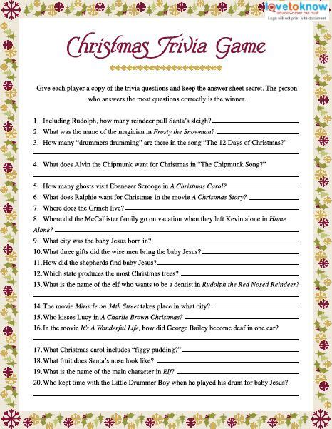 christmas trivia games printable  christmas trivia christmas