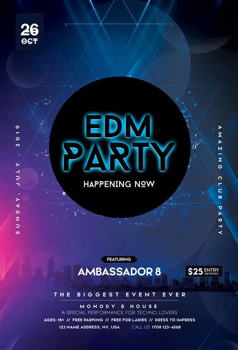 party started    edm club flyer template