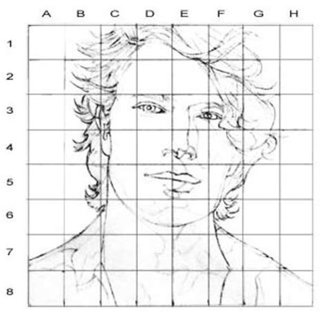 portrait drawing  beginners  grid method feltmagnet