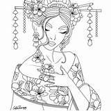 Coloring Colouring Pages Adult Instagram Printable Asian Book Culture Color Sheets Cute Adults People Asia Books Girl Oriental Therapy Stress sketch template
