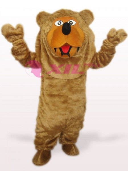 254 67brown long hair bear plush adult mascot costume
