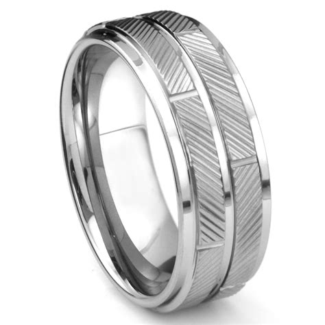 tungsten carbide diamond cut wedding band ring