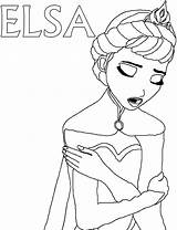 Elsa Coloring Pages Queen Sad Feeling Coronation Template Kids sketch template