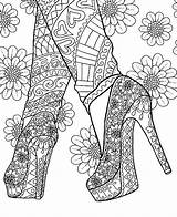 Coloring Pages High Heels Heel Shoes Printable Adult Stilettos Mandala Kleurplaten Mandalas Målarböcker Kleuren Voor Volwassenen Kleurboeken Comments Ausmalbilder Book sketch template