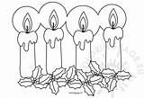 Christmas Holly Berries Candles Coloring sketch template