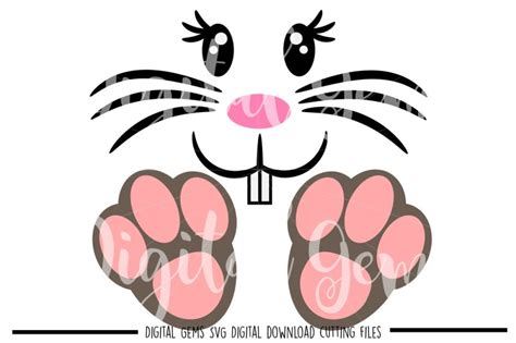 easter bunny face feet svg dxf eps png files  digital gems